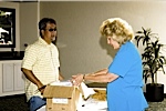 Pat Turley checking in Hernando Cuenca