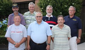 <b>Weapons Department:<br>1st Row:</b> Ben Smith, Byron Cooley, Bob Tuttle<br><b>2nd Row:</b> Mike Robinson, Jim Plank, Don Haslett, Bill Rennicke
