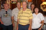 Kelly Vega, Rusty Howell, Jim Kress, Carl Dege & Pat Dege at the "CHEERS" bar