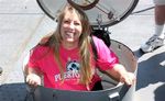 Tina Fasce coming out of the after below decks hatch